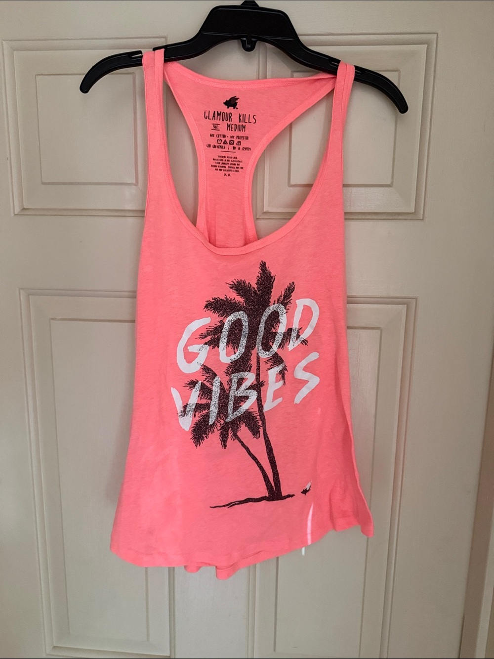 Glamour Kills Coral Pink 'Good Vibes' Racerback Tank Size M